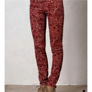 Prana Trinity Cord Pant Rhubarb Paisely Stretch Straight Leg Corduroy-size 10